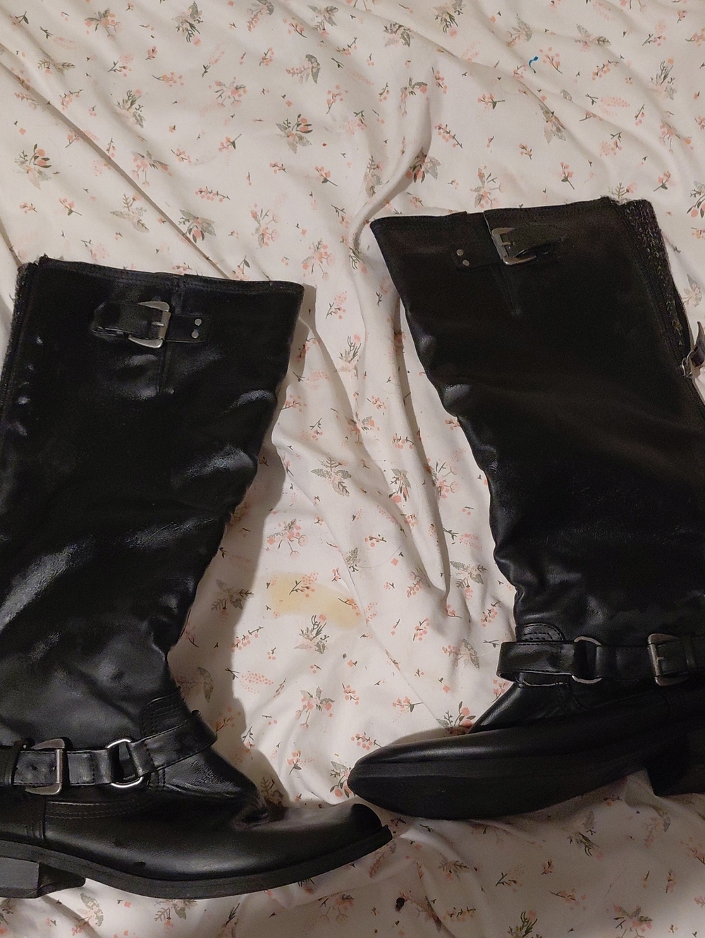 XOXO Black Mid-Calf Buckle Combat Boots